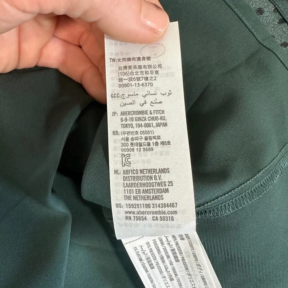 Abercrombie & Fitch Dark Green Satin Maxi Slip Dress